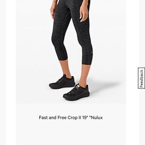 Lululemon Fast and Free Crop 19” Nulux